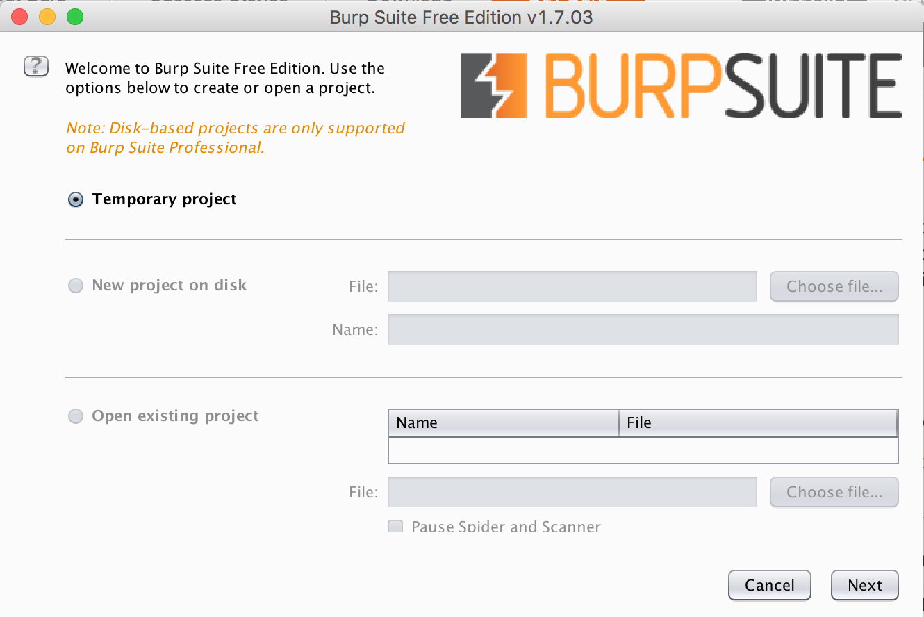 Burp Suite free startup